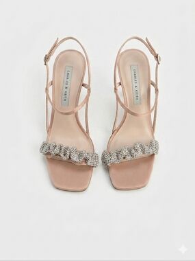 Charles & Keith Gem-Embellished Satin Stilettos